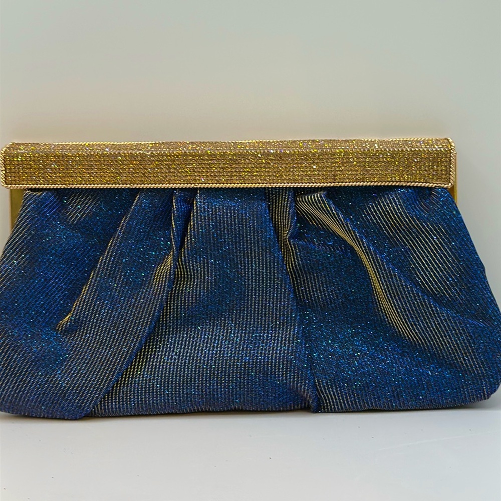 Blue sparkling evening clutch with crystals - Picture 14 of 14